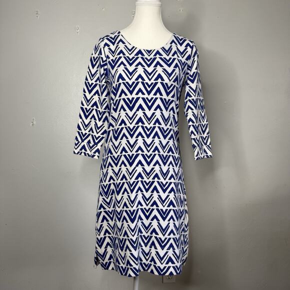 Hatley Blue White Chevron Print Dress Women’s Size Small - Picture 1 of 8
